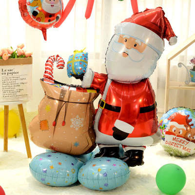 120cm Air Charging Base Christmas Balloons Standing Snowman Santa Claus Christmas Tree Christmas Decoration Balloon