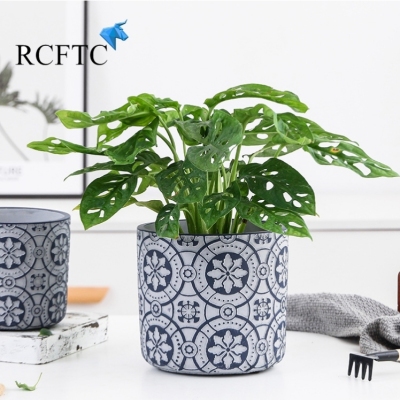 Nordic Creative Cement Succulent Flower Pot Home Decorative Greenery with round Ceramic Flower Pot Simple European Furnishings