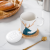 Nordic Instagram Style Embossed Mug with Cover Spoon Creative Elk Ceramic Drinking Cup Home Office Milk Cup
