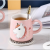 Creative Personalized Embossed Unicorn Ceramic Mug With Cover Spoon Korean Style Office Drinking Glass Girl Heart Cup