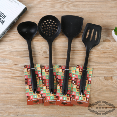 Black Silicone Medical Stone Texture Four-Piece Set of Kitchen Utensils Protective Spatula Soup Spoon Dense Spoon Colander Meal Spoon Kitchen Tools