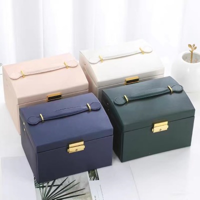 European Princess Portable Square Multi-Layer Storage Jewelry Box High-End Necklace Earrings Ear Stud and Ring Jewelry Box