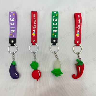 Personalized Creative Simulation Real Item Vegetable Chinese Cabbage Eggplant Pepper Keychain Pendant