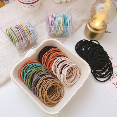 Basic Rubber Band Macaron Rubber Band Highly Elastic Hair Rope Hair Accessories Seamless Thread Head Rope Rubber Band Wholesale Ornament