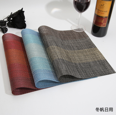 Polyester Silk Rectangular Hotel Insulated Dining Table Mat Western Restaurant Coaster PVC Placemat Random Gradient Color