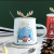 Christmas Creative Mug Cartoon Porcelain Cup with Cover Spoon Cute Breakfast Cup Student Water Cup Holiday Gift