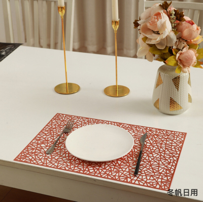 Nordic and Japanese Style European-Style PVC Geometric Gilding Hollow Home Dinner Plate Insulation Western Bowl Table Coaster Placemat