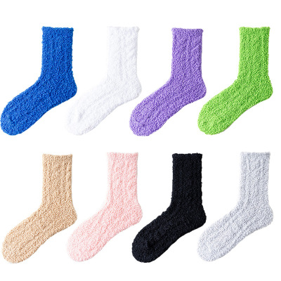 Autumn and Winter Coral Fleece Warm-Keeping Socks Children's Home Floor Fleece-Lined Thickened Mid-Calf Coral Fleece Lint-Free Sleeping Socks