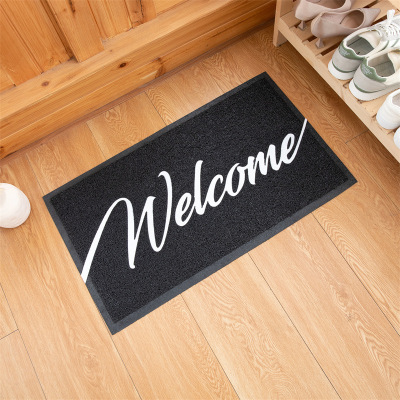 Amazon Black PVC Loop Carpet Welcome to Home Door Mat Modern Simple Rub Silk Washer Wholesale