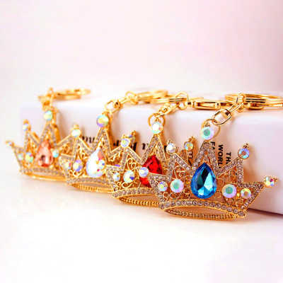 Fashion Creative Diamond Crown Crystal Car Key Ring Women's Bag Accessories Pendant Key Chain Wholesale 776