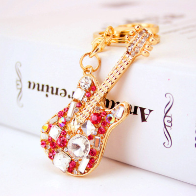 Fashion Creative Ornament Guitar Musical Instrument Keychain for Girls Accessories Key Chain Metal Pendant Small Gift