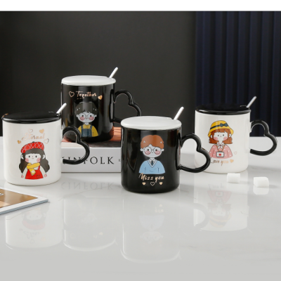 Creative Cartoon Character Ceramic Cup Coffee Cup Couple Office Mug Breakfast Cup Gift