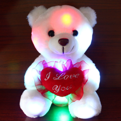 Foreign Trade Popular Style Valentine's Day Led Colorful Light-Emitting Tie Bear Holding-Heart Bear Teddy Bear Plush Toy Doll