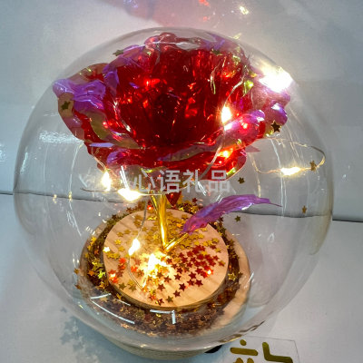Spherical Glass Cover Rose Small Night Lamp, Decoration Crafts, Valentine's Day Gift, Mother's Day Gift
