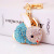 Creative Cute Cartoon Rhinestone Chinese Zodiac Sign of Rabbit Keychain Women's Bag Buckle Metal Pendant Bunny Key Chain 197