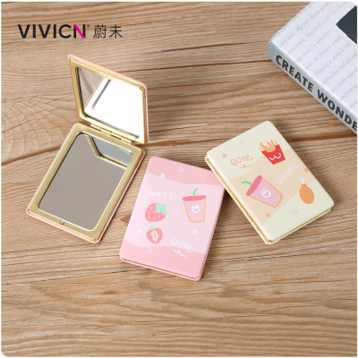 [Weiwei] Ins Style Small Mirror Women's Portable Handheld Mini Double-Sided Foldable Makeup Mirror Cute