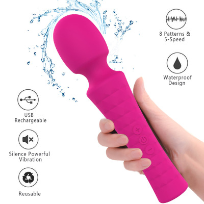 Strong Shock Stick 8-Frequency 5-Speed Magnetic Charging Women's Silicone Full Coverage Glue Ziwei Massage Stick Wholesale