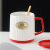 Ceramic Cup Creative European Striped Fashion High-End Mark Coffee Drinking Cup with Cover Spoon Gift Gift Cup