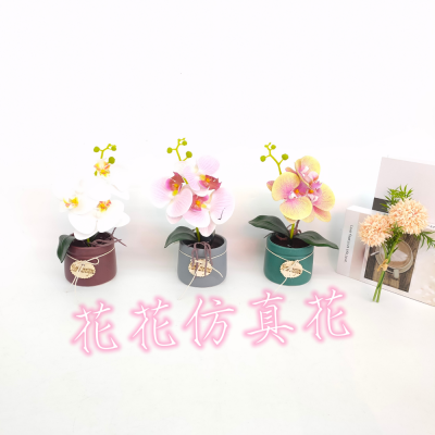 Artificial/Fake Flower Bonsai Ceramic Basin Phalaenopsis Daily Decoration Ornaments
