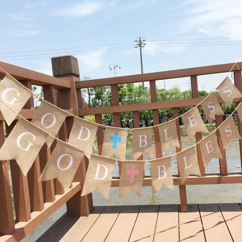 festival party supplies factory direct sales christian baptism party decoration hanging flag fishtail flag burlap dovetail flag
