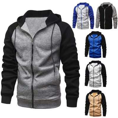 Foreign Trade Men's Clothing Men's Hooded Cardigan Sweater Men's Loose Zip Hooded Men's Sweater European and American Style Men's Clothing Coat