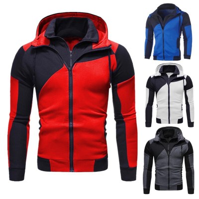 Foreign Trade Men's Clothing Multicolor Hoodie Men's Casual Sports Fake Two-Piece Zipper Hooded Sweaters Menswear