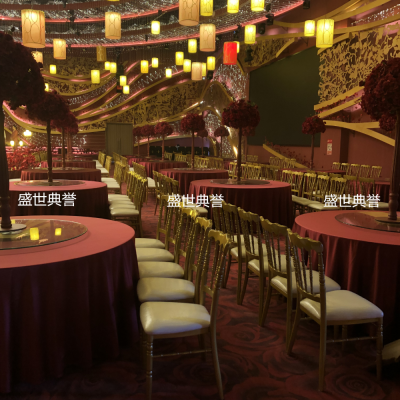 Hotel Banquet Hall Dining Table and Chair Banquet Center Chinese Wedding Bamboo Chair Theme Wedding Castle Chair