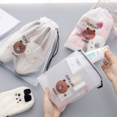 Cartoon Bear Waterproof Travel Buggy Bag Drawstring Bag Luggage Clothing Storage Bag Organizing Folders Drawstring Bag