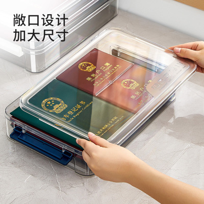 Certificate Storage Box Household Drawer A4 File Classification Box Storage Box Plastic Office Data Pet Transparent