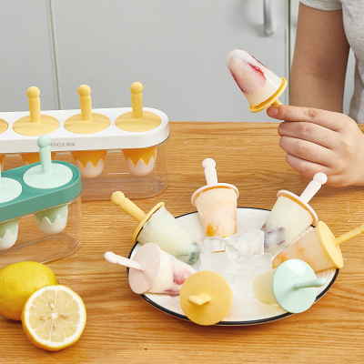 Quadruple Silicone Popsicle Mold Household Summer Ice Cream Popsicle Box Ice-Cream Mold Small Snow Mountain Ice Cube Ice Maker