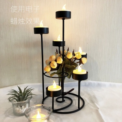 Iron Candlestick Style Candle Holder Light Luxury Ins Romantic Candlelight Dinner Wedding Birthday Western Food Decoration Home Ornament