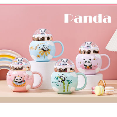 Innovative Cute Cartoon Colorful Bubble Panda Ceramic Cup Mug Gift Cup Cup Used in Home Office Water Glass