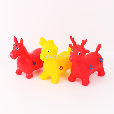 Children's Toy Inflatable Jumping Horse Mount plus-Sized Thickened Inflatable Horse Horse Riding Kids Music Jumping Deer Pony