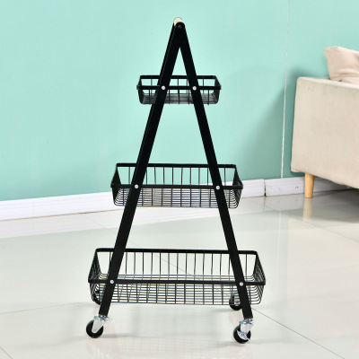 Living Room Storage Type a Hand Push Storage Rack Kitchen Mobile Storage Rack Beauty Salon Barber Shop Trolley Rack