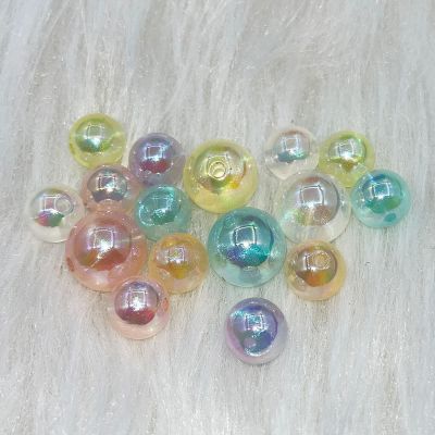 12-16mm Mabei round Beads Straight Hole Acrylic Mermaid Series Electroplating round Beads Barrettes Headwear Accessories