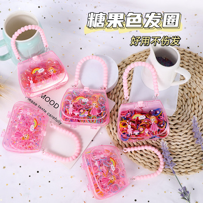 Candy-Colored Hair Tie Cute Girl Heart Pink Bag Disposable Hair Rope Does Not Hurt Hair Rubber Bands Children Hair Accessories