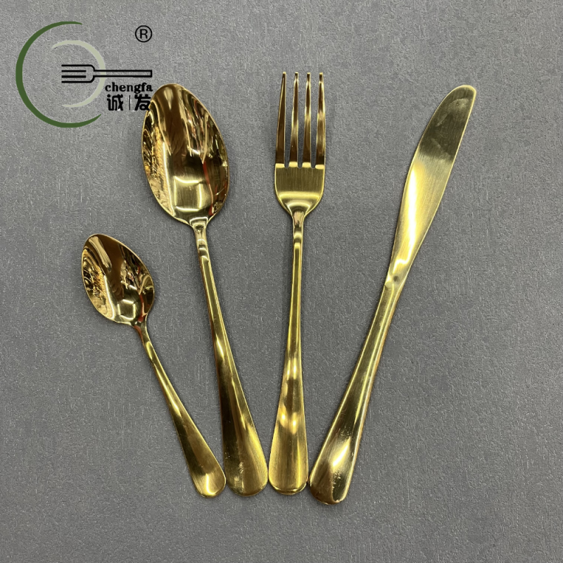 【诚发餐具】金色不锈钢餐具刀叉勺套装家用钛金不锈钢牛扒刀叉勺_诚发餐具(勺子)