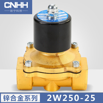 Cross-Border Direct Supply 2w250-25 Electromagnetic Water Valve 1-Inch Dn25 Zinc Alloy Two-Way Direct Moving Diaphragm