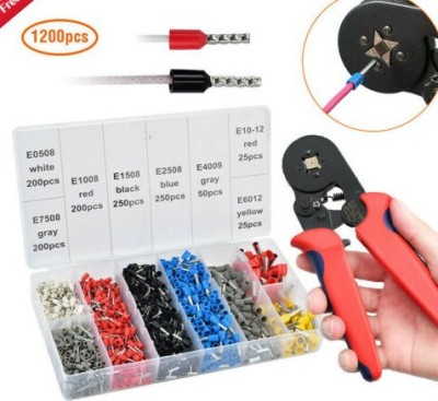 Cross-Border Supply Ve1200pcs Tube Needle Type Wiring Pre-Insulation Cold Compression Terminal 6-4 Four Sides Crimping Plier Suit