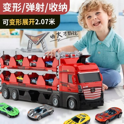 Cross-Border New Children's Deformation Catapult Folding Track Alloy Competitive Warrior Toy Car Gift Factory Wholesale