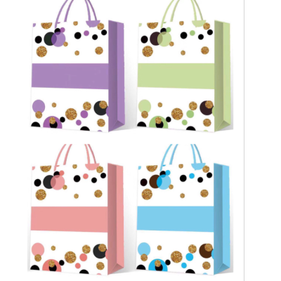 Factory Direct Sales White Card Dot Single-Sided Dusting Powder Shopping Bag 210G Thickness Paper Gift Bag Handbag