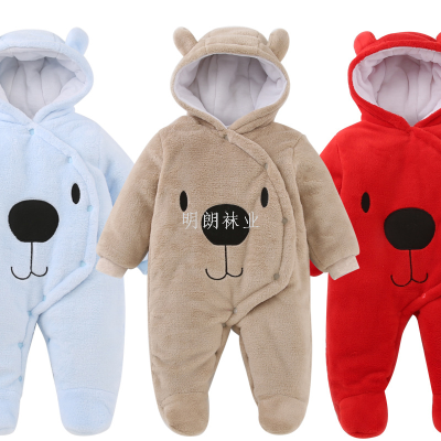 Clothes for Babies Autumn-Winter Warm and Thickening Newborn Flannel Baby Jumpsuits Children's Crawling Suit Pajamas
