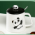 Cute Panda Ceramic Cup Office Water Glass Student Mug Coffee Cup with Cover with Spoon Stereo Silicone Cup Cover