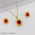 Amazon Europe and America Cross Border Hot Sale SUNFLOWER Zircon Earrings Necklace Two-Piece Suit Source Factory Direct Supply