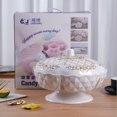 Applique Dried Fruit Box Plastic Candy Box Multi-Functional round Six-Grid Household Candy Tray Nut Box Custom Gift Box