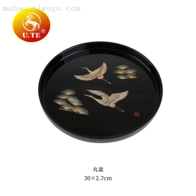 Lacquerware Gold Foil Painted Tea Tray Pill Pot Dessert Bowl Fruit Plate Japanese Resin Coffee Plate
