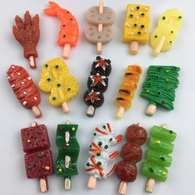 New Mini Chicken Claw Lotus Root Leek Roasted Skewers Simulation Small Candy Toy Micro Landscape Scene Model Ornament Accessories