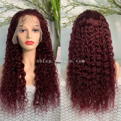 Front Lace Real Hair Hood, Real Hair Brazilian Hair Smooth Hair Wine Red