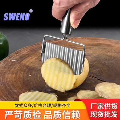 Irregular 410 Stainless Steel Polished Potato Wave Cutter Slice Shredded Corrugated Cutting Kitchen Tool Chopper