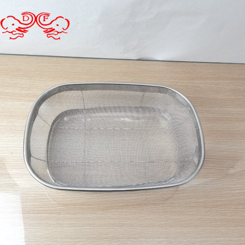 df99232 stainless steel square mesh basket with base stainless steel fruit basket multi-purpose vegetable basket rice sieve